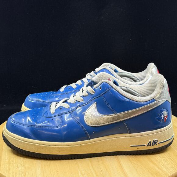 Nike Air Force 1 Shoes Mens Size 11 Blue Silver Texas Basketball Patent Leather main image 8